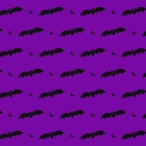 Small Scale Halloween Bats Black on Purple
