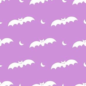 Large Scale Halloween Bats White on Lavender