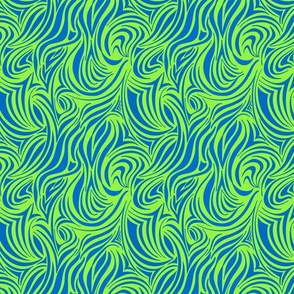 Blue and green entwined swirls