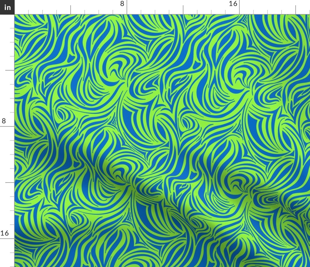 Blue and green entwined swirls