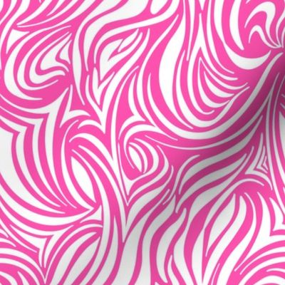 Hot pink and white lined swirls