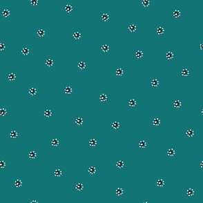 Dot Flowers on Turquoise background