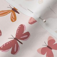 Butterfly Flutter in Pink and Berry on Cream