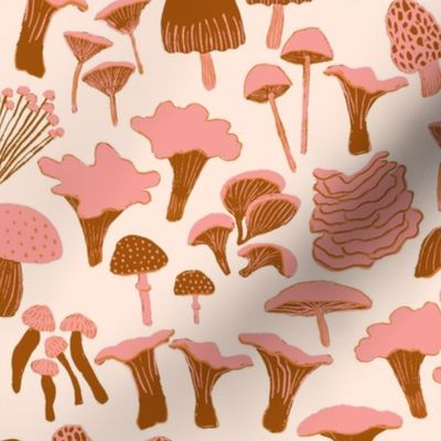 Foraged Mushrooms in Coral Pink