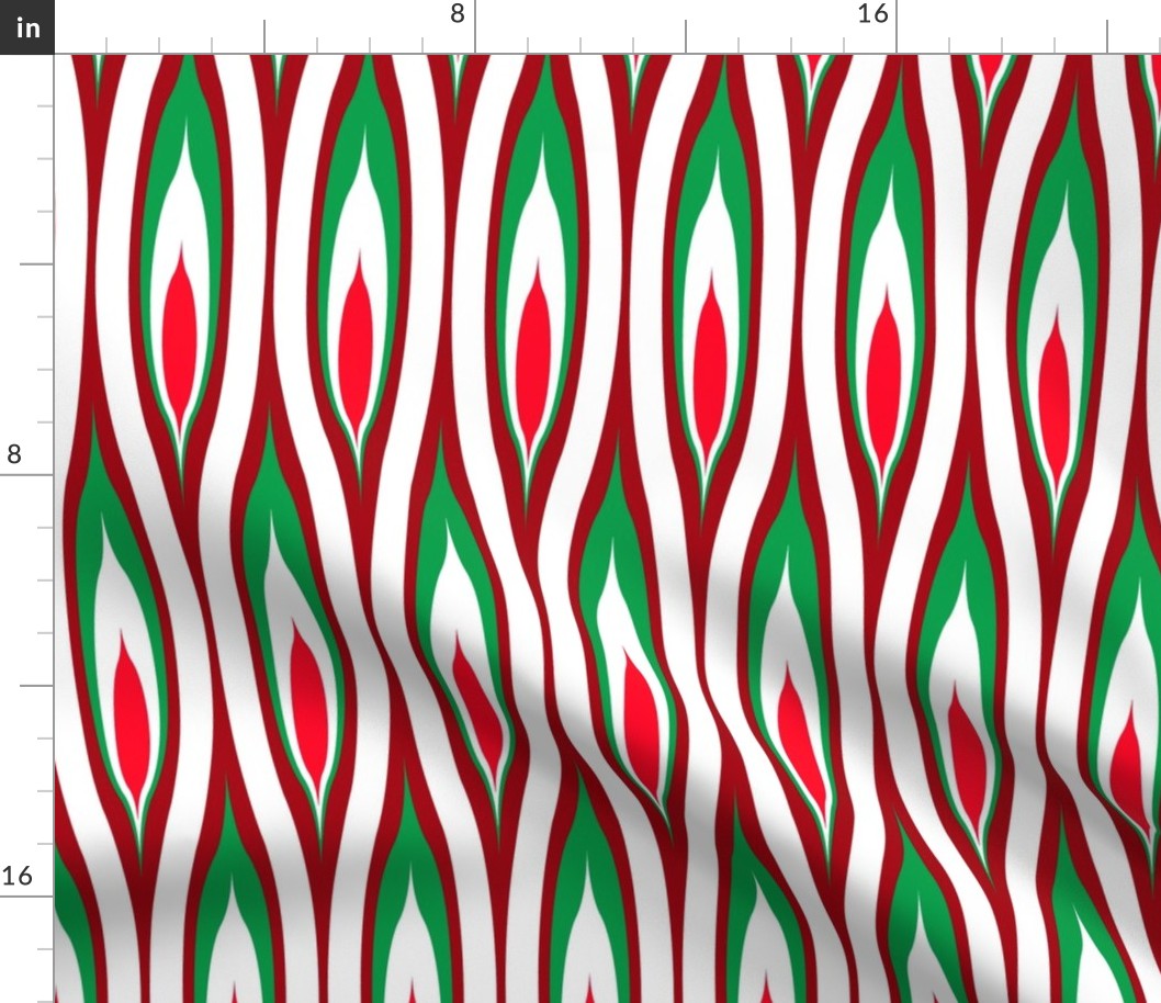 Boho Mod  Groovy Trippy Red and Green Christmas Digital Abstract Pattern