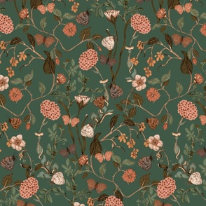 Amelia Wallpaper & Fabric on Green // Medium Scale