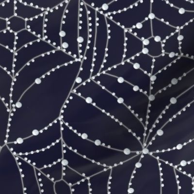 Spider Webs with Dew - Navy