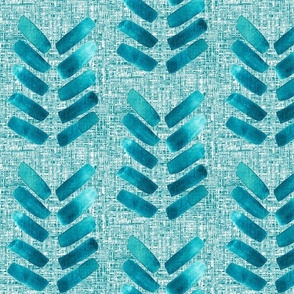 Aqua Blue Watercolor Chevron With Linen Background