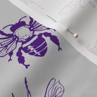 Bee Elegance purple on grey. 