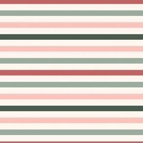 Blush Christmas stripe, pink, green