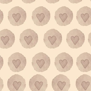 Hearts in circles on cream 