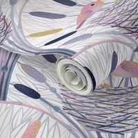 Art Deco Scallop Bird Reed Warbler