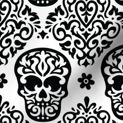  Skull Diamond Black on White