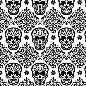  Skull Diamond Black on White