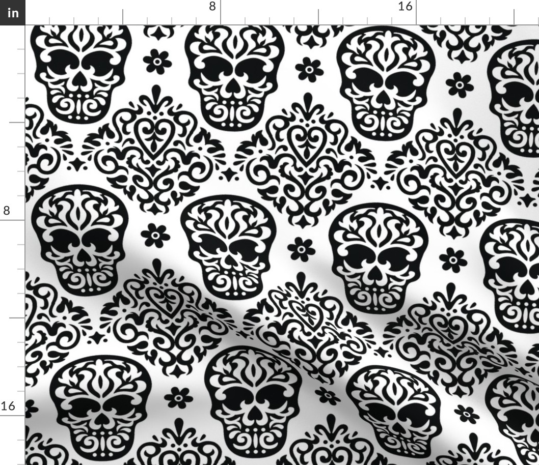  Skull Diamond Black on White