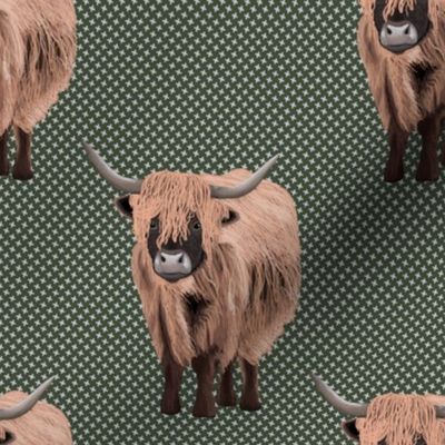 Rustic Highland Cows (green)