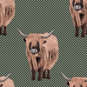 Rustic Highland Cows (green)