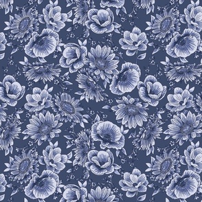 LUMIS WATERCOLOUR FLORAL- NAVY SML