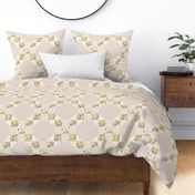 Golden magnolia flagstone wholecloth cheater quilt with areas to embroider