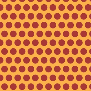 Classic large polka dots burnt orange and sunset yellow - medium scale