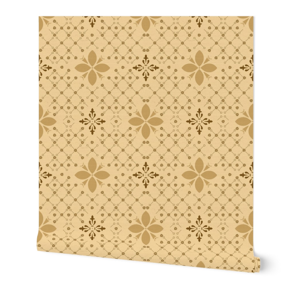 (M) morocco flower tiles in brown on yellow