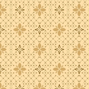 (M) morocco flower tiles in brown on yellow