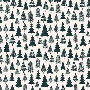 Dark green trees, forest, woods , Christmas on white 4.5x4.5