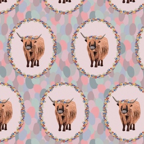 Highland Cows (floral frame) (large)