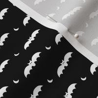 Small Scale Halloween Bats White on Black