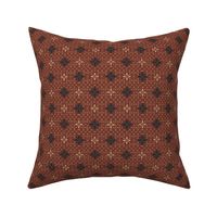 (S) morocco flower tiles in black and yellow on mahogany red