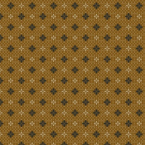 (S) morocco flower tiles in black and white on honey brown