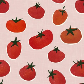 Red Tomatoes on Linen Pink