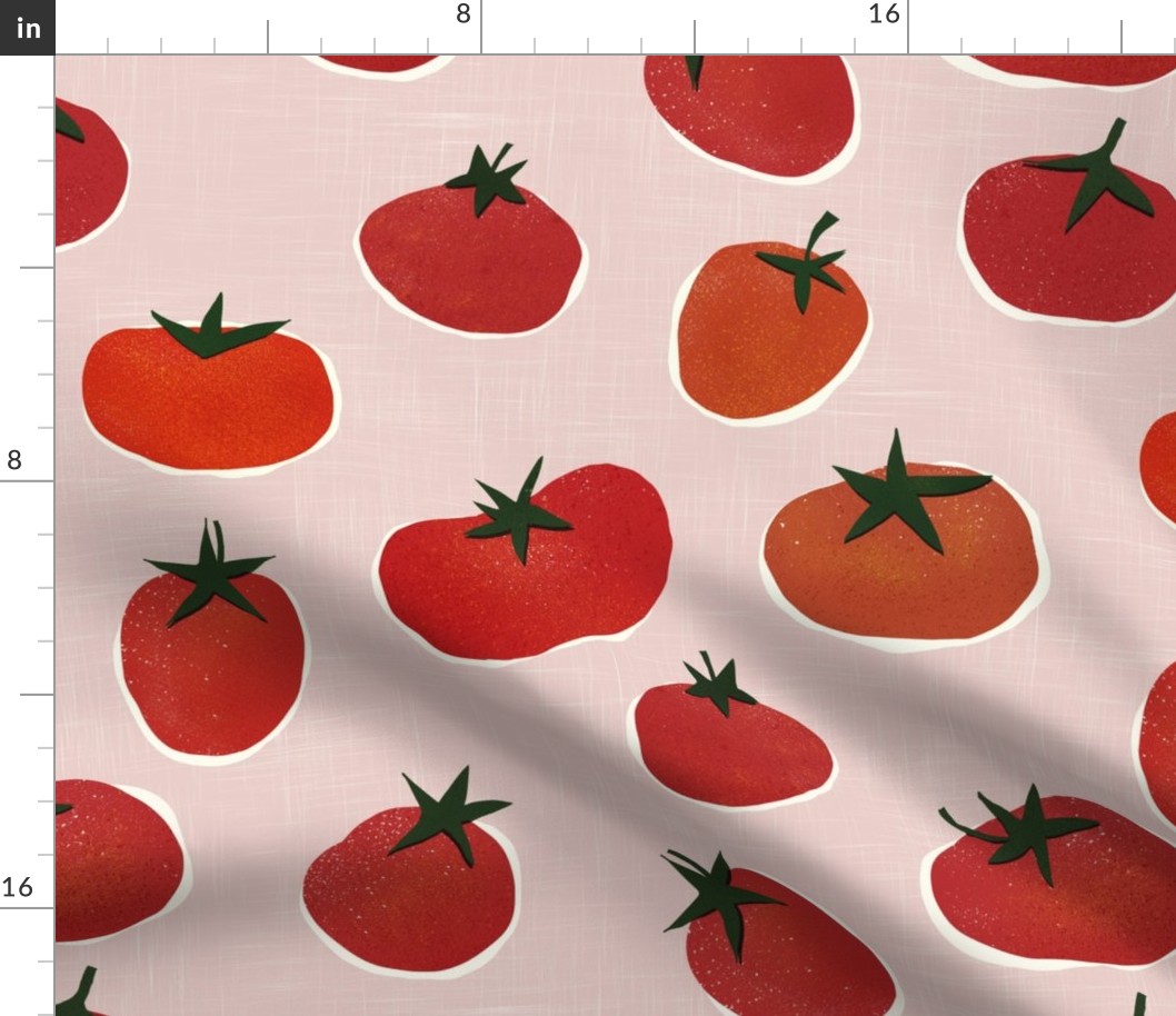 Red Tomatoes on Linen Pink