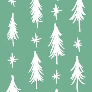Pastel Green Winter Pine Trees - Christmas & Holiday
