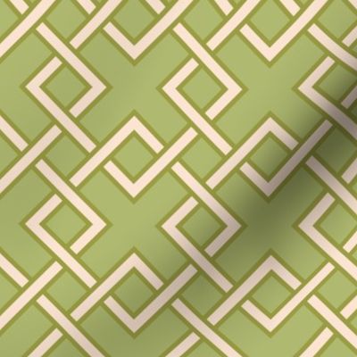 Doubled Woven Cane Trellis-Ephemeral Cream-Moss-Woodlands Palette