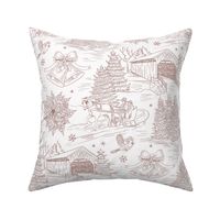 Christmas Sleigh Ride Toile de Jouy Red on White