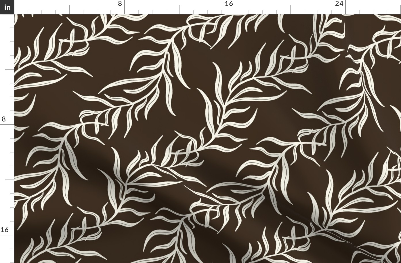 Grass Vine in Cream  on Brown Background