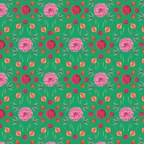 Pomegranate and Roses-bright green-large
