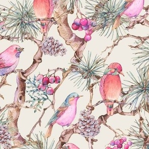 Gentle vintage forest birds