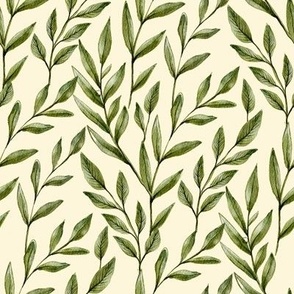 Floral Green Leaves Nature Watercolor