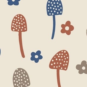 Autumn forest mushrooms in cream - Large scale