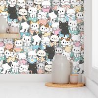 Cute Cats in Pastel Mugs - L