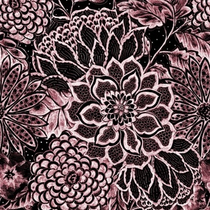 Burgundy Poison Moonlight Garden - Whimsigothic Wallpaper 