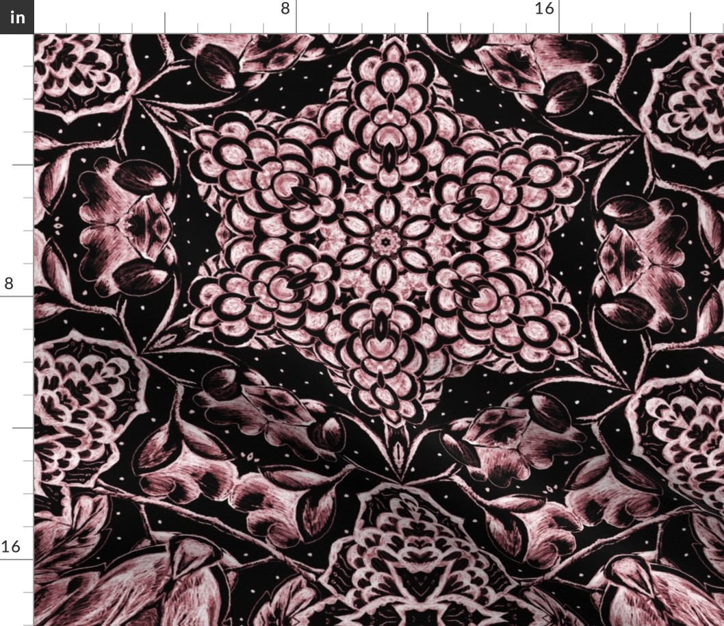 Burgundy Gothic Star Mandala - Whimsigothic Wallpaper 