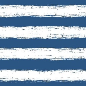 Horizontal White Distressed Stripes on Aegean Blue