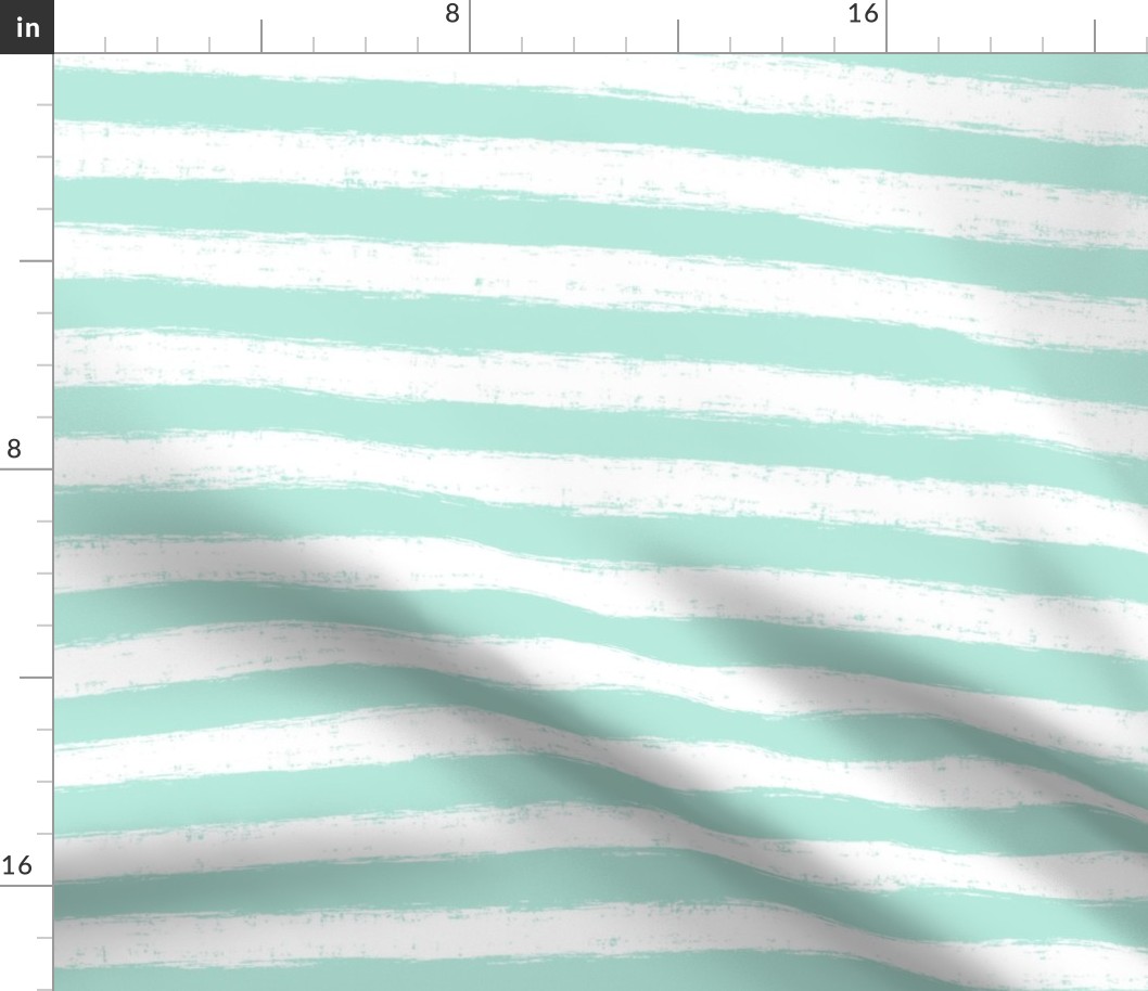 Horizontal White Distressed Stripes on Soft Mint