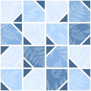 Tiles Shades of Aegean to Light Blues with Ferns Texture
