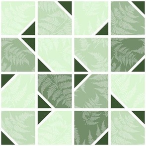 Tiles Shades of Sage and Olive Greens with Ferns Texture