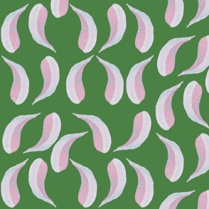 Green Pink Hand Painted Australian Eucalyptus Gum Leaves Delicate Minimalist