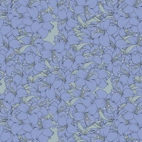 Night Garden Lavender Lilac and Sage Olive Green Muted Flowery Floral, Small Scale